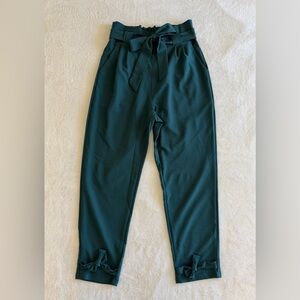 Size M NWT Grace Karin Dark Teal Paperbag Waist Pleated Trouser W/Tapered Ankle